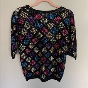 Vintage | House of Gold Wool Sweater Sequin Beaded Multi Colored | M